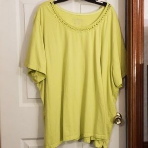 Catherines round neck, chartreuse tee. Size 5x